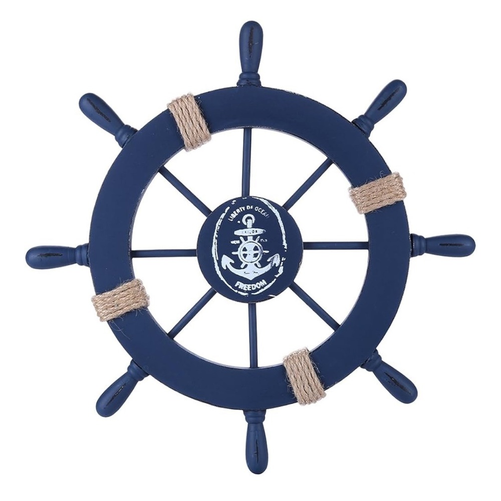 Nautical Ship Wheel Decor‎ with Shells 11 inches